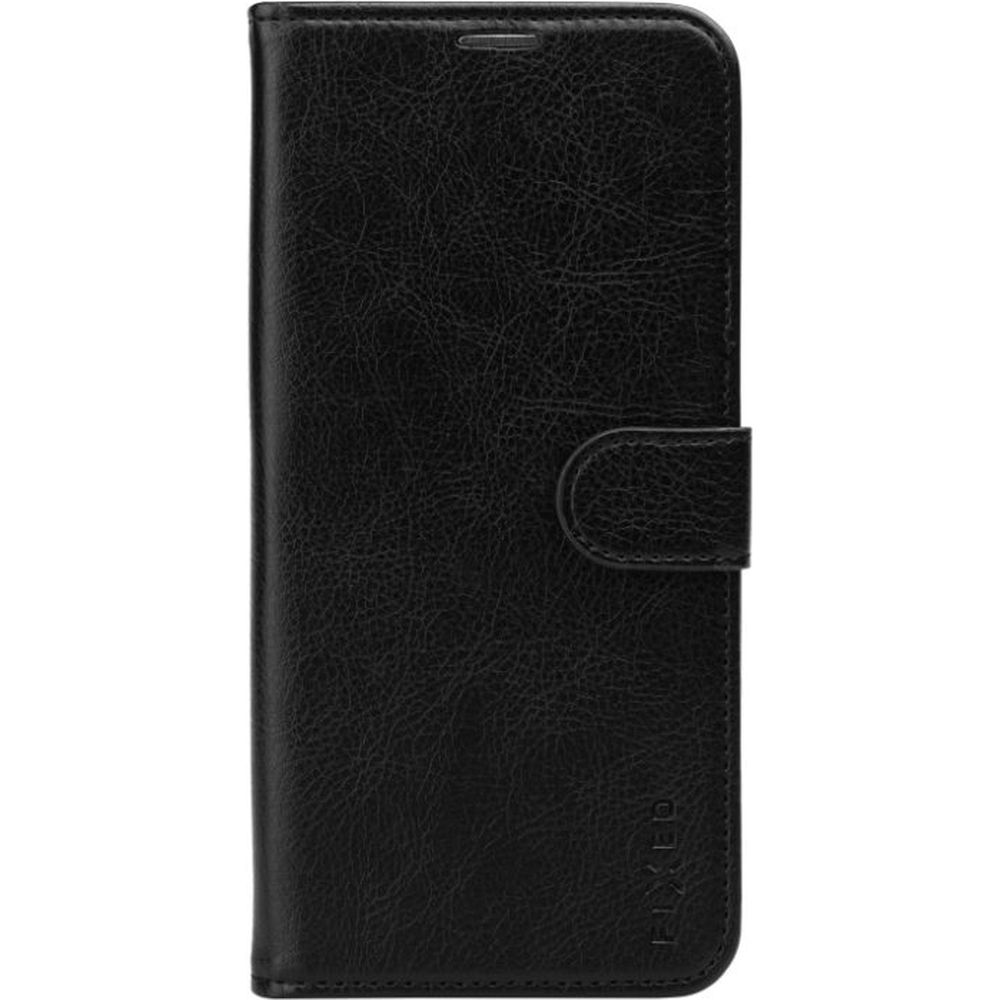 Etui z klapką, zamykane Fixed Opus do Poco F6 Pro, czarne. Wykonane ze skóry ekologicznej. 